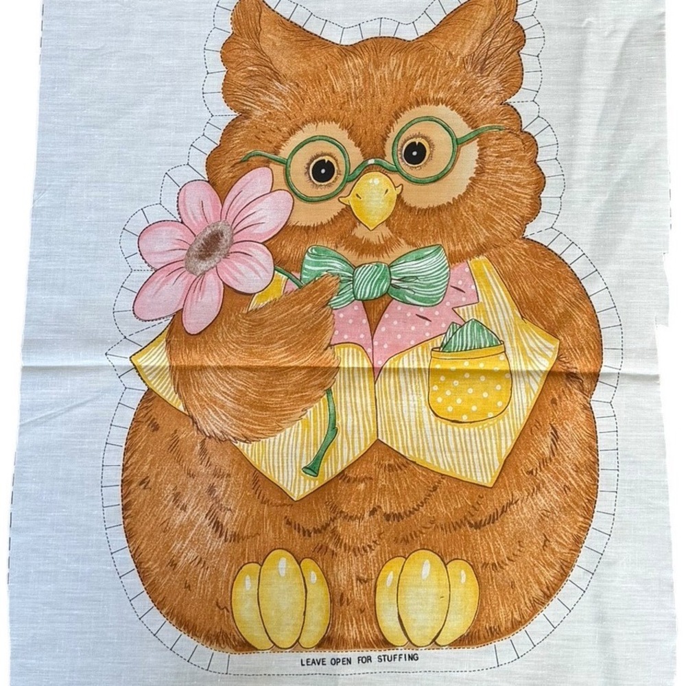 Vintage 70s Owl Cut N Sew Pattern Pillow Amorphic  Springs Mills‎ #7636 Uncut